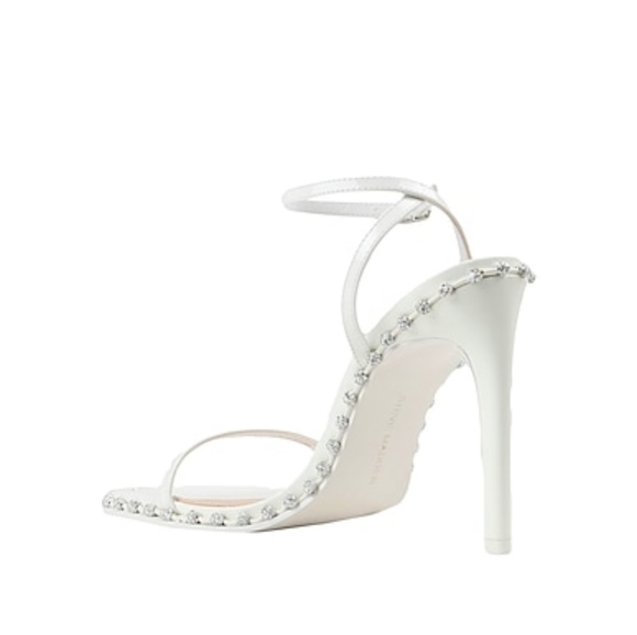 NWOT Steve Madden White Embellished Rhinestone Trim Sandal Heels - Picture 4 of 5